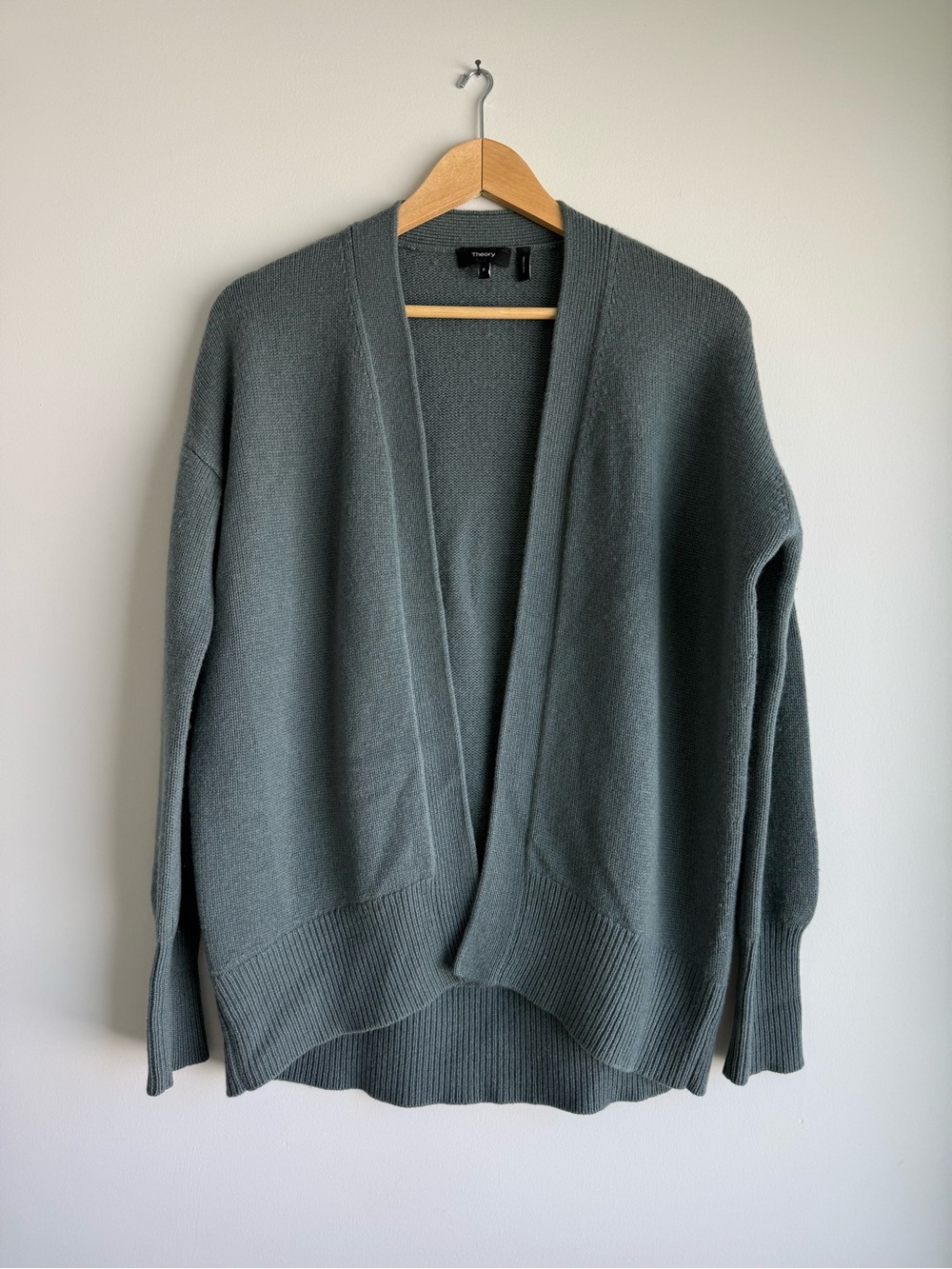 Theory 100% Cashmere Oversized Open Front Cardigan P Gray